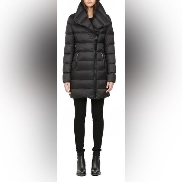 NWOT Mackage Yara Leather-trim Puffer Jacket Black Down Jacket Lightweight - Picture 1 of 8